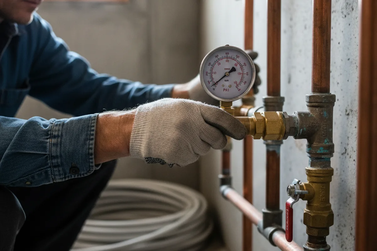 Pressure testing a repaired line during Water Line Repair in Pershing